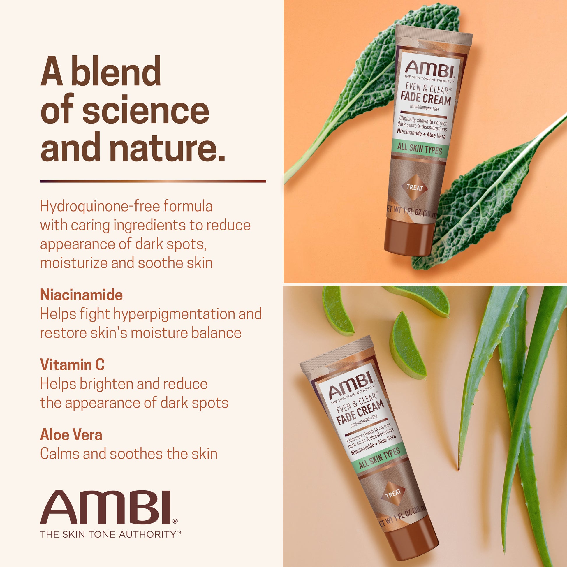 (2 pack) AMBI Even & Clear Facial Fade Cream, Hydroquinone Free, 1 oz